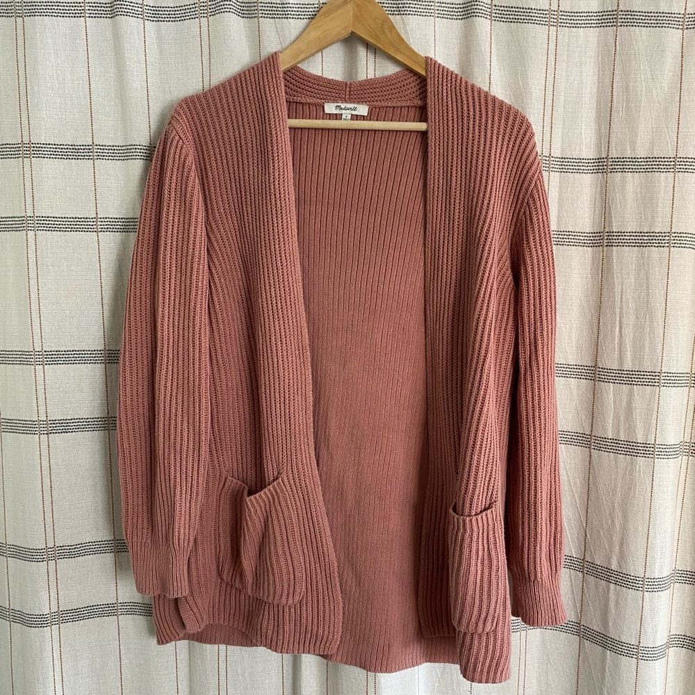 Madewell Dusty Rose Open-Front Cardigan